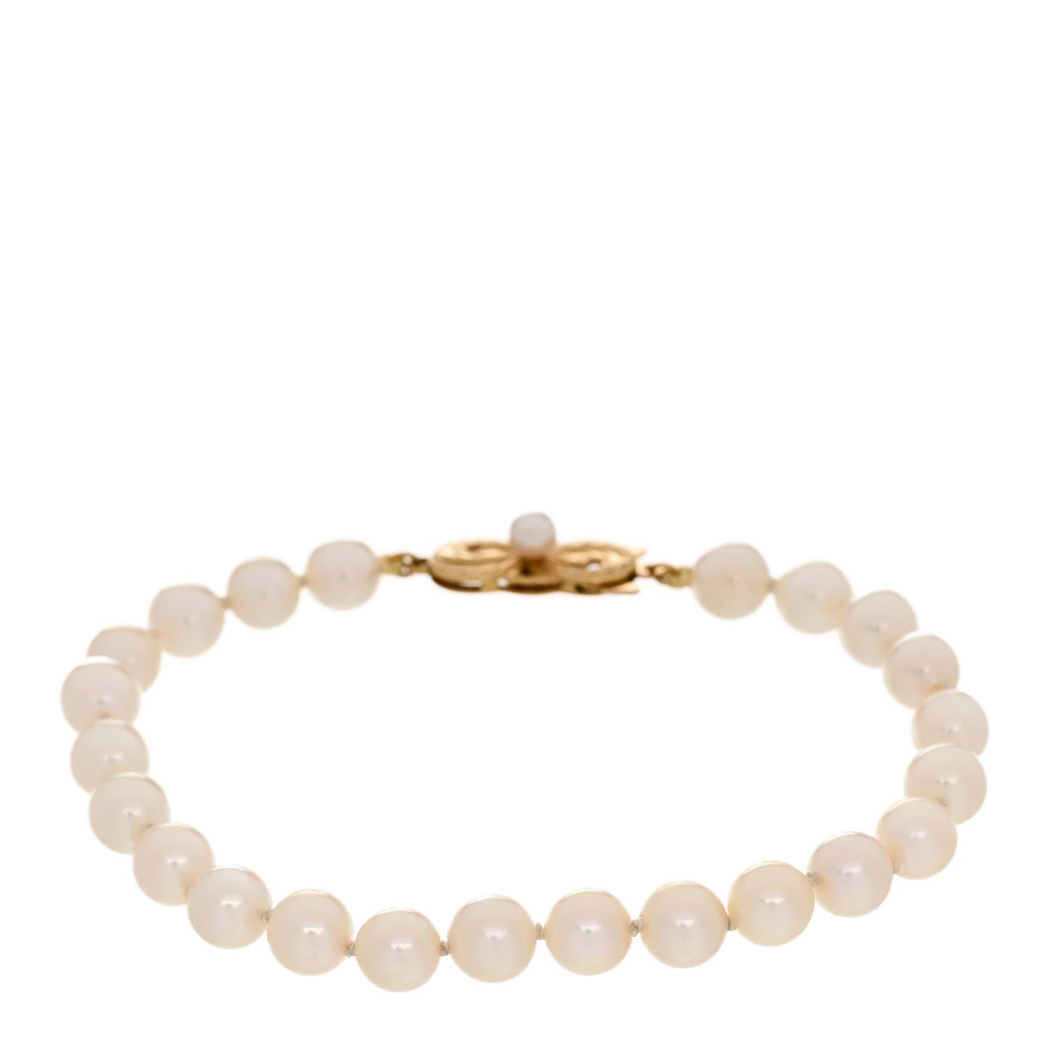 Mikimoto 18K Yellow Gold Akoya Cultured Pearl 6-6.5mm Strand Bracelet 1 of 4
