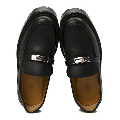 Hermes Calfskin Womens Icone Loafers 37 Black 2 of 9