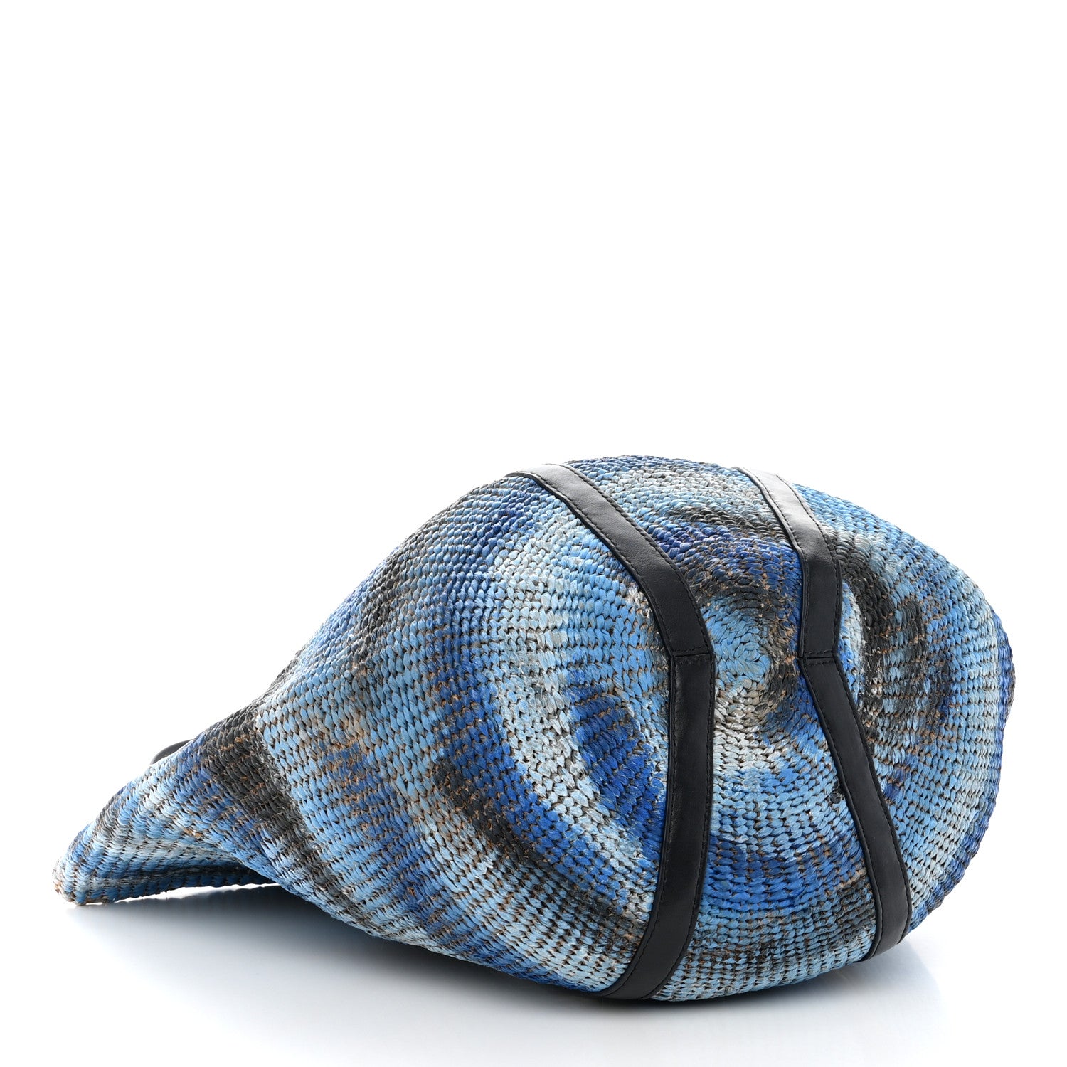 Chloe Raffia Calfskin Large Basket Tote Blue Multicolor 4 of 9