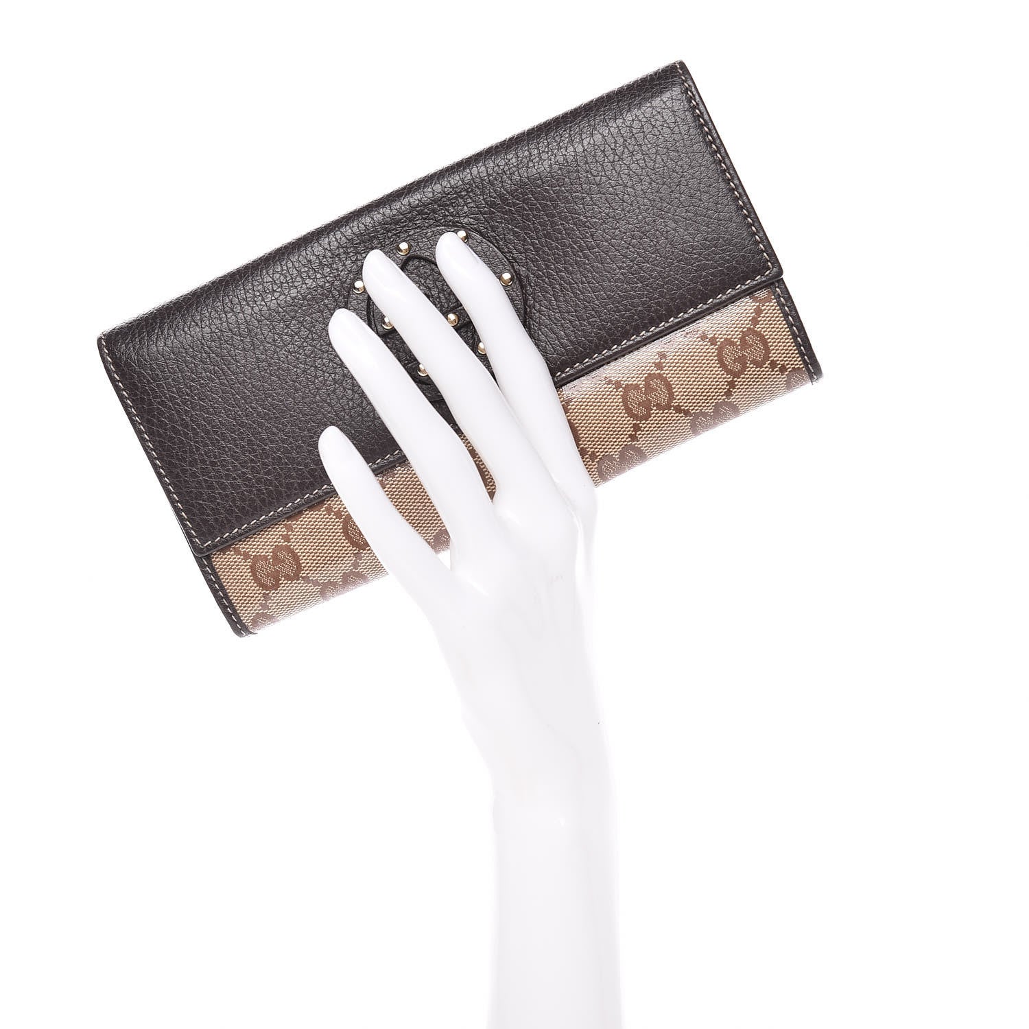 Gucci Calfskin Monogram Blondie Continental Wallet Dark Brown 2 of 9