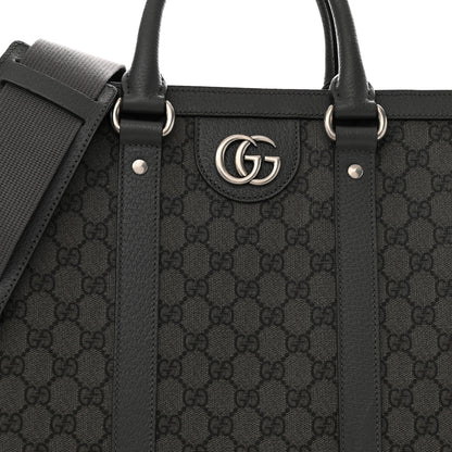 Gucci GG Supreme Monogram Textured Dollar Calfskin Large Ophidia Tote Bag Grey Black Graphite Grey 8 of 14