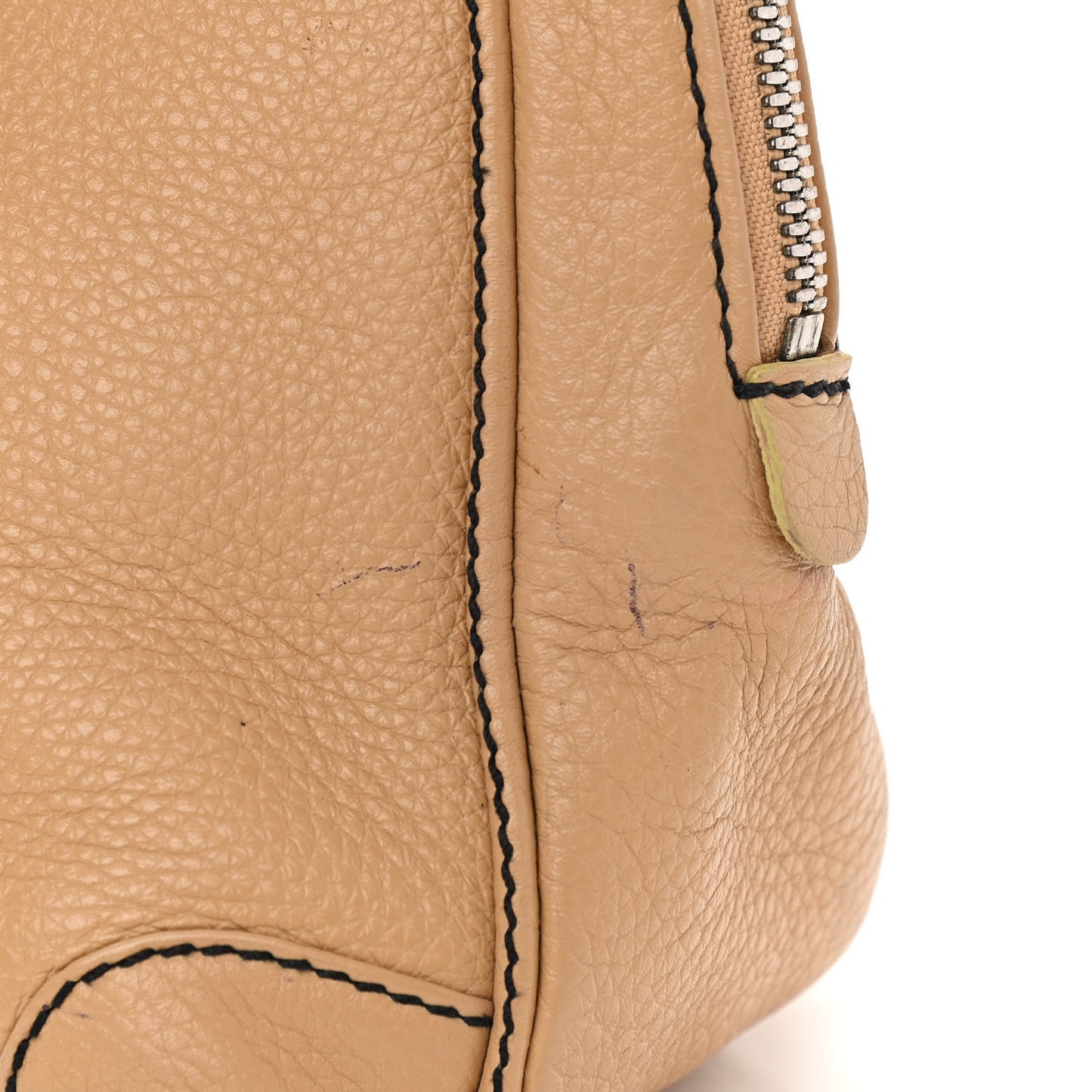 Grained Calfskin Tassel Hobo Beige