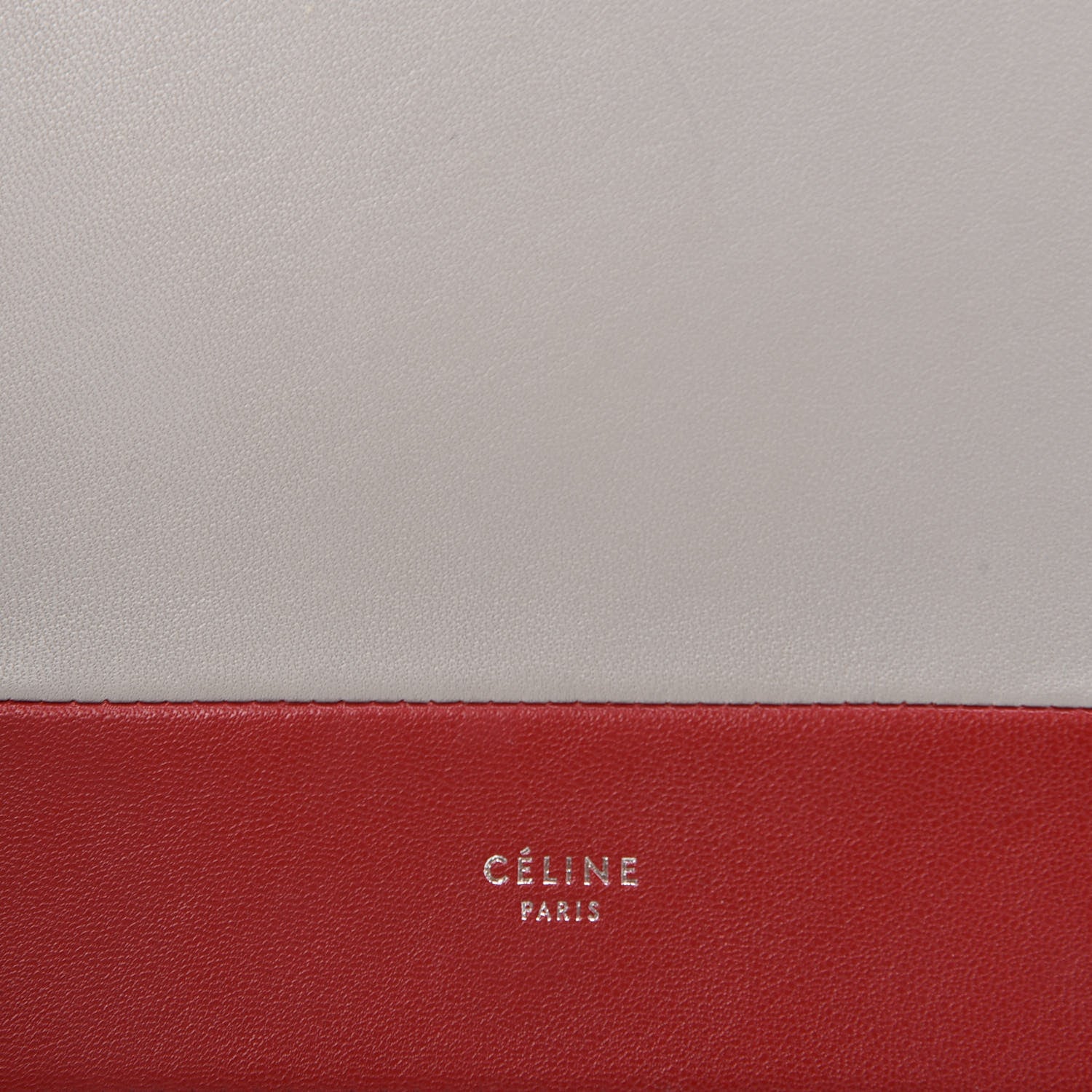 Celine Smooth Lambskin Frame Evening Chain Clutch Grey Red 10 of 11