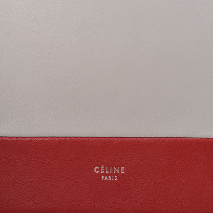 Celine Smooth Lambskin Frame Evening Chain Clutch Grey Red 10 of 11
