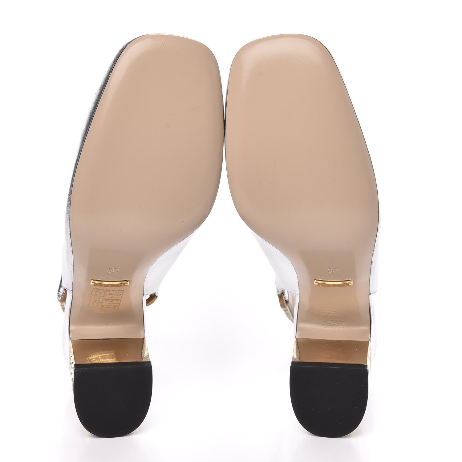Gucci Metallic Nappa Crystal Square G Madelyn Slingbacks 36 Silver 5 of 9