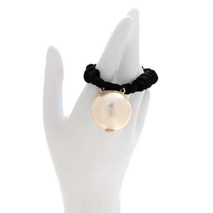 Chanel Pearl CC Hair Tie Black Gold Pearly White 2 of 6