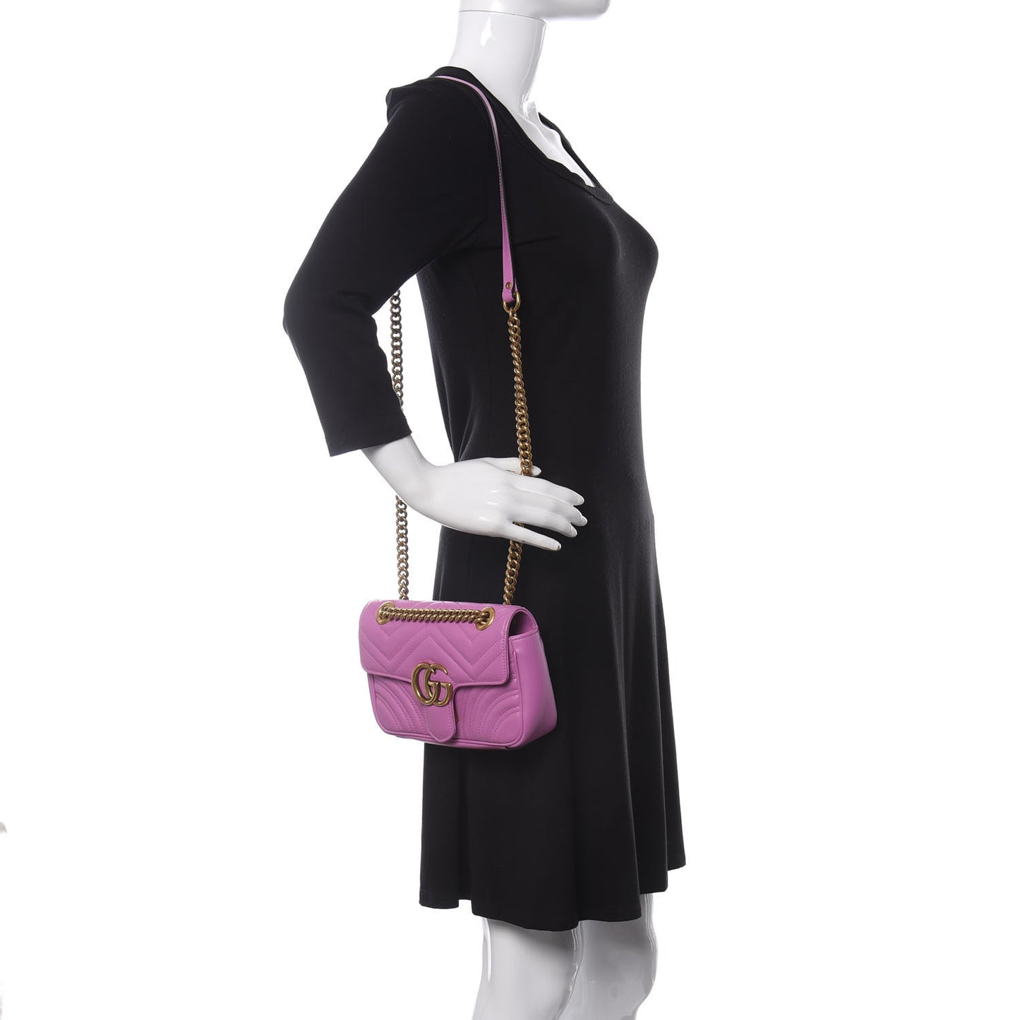 Calfskin Matelasse Mini GG Marmont Shoulder Bag Candy Mousse