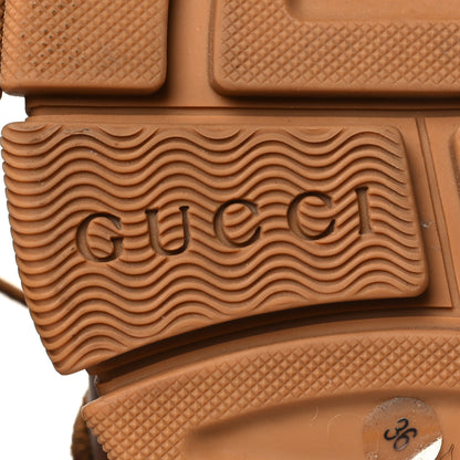 Gucci X SEGA Suede Calfskin GG Monogram Womens Flashtrek High-Top Sneakers 36 New Cuir Beige Ruggine 7 of 10