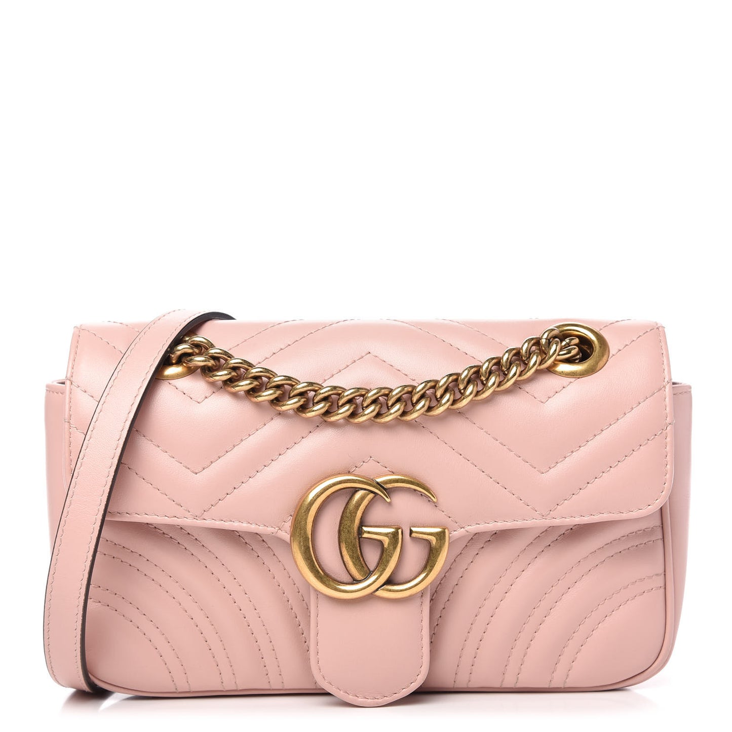 Calfskin Matelasse Mini GG Marmont Shoulder Bag Perfect Pink