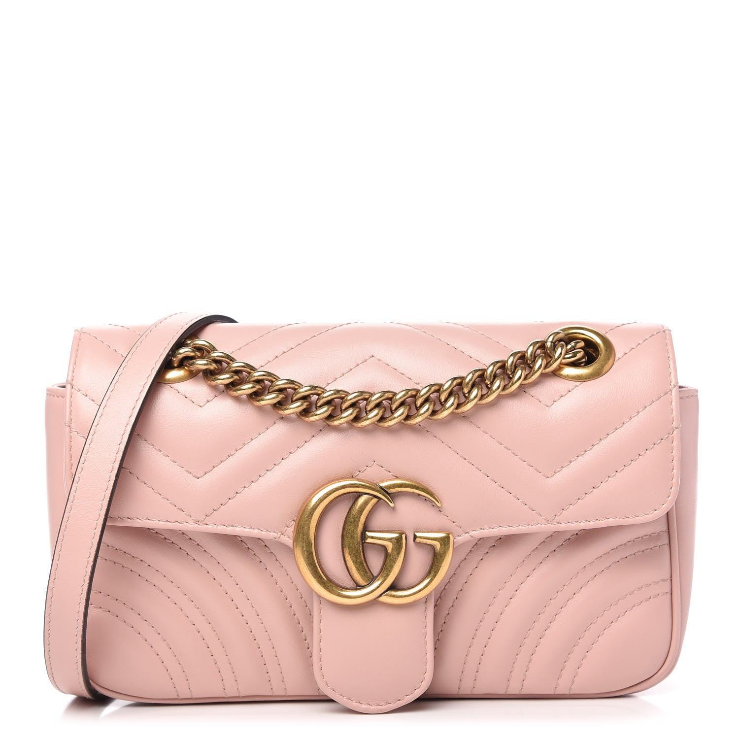 Gucci Calfskin Matelasse Mini GG Marmont Shoulder Bag Perfect Pink 1 of 10