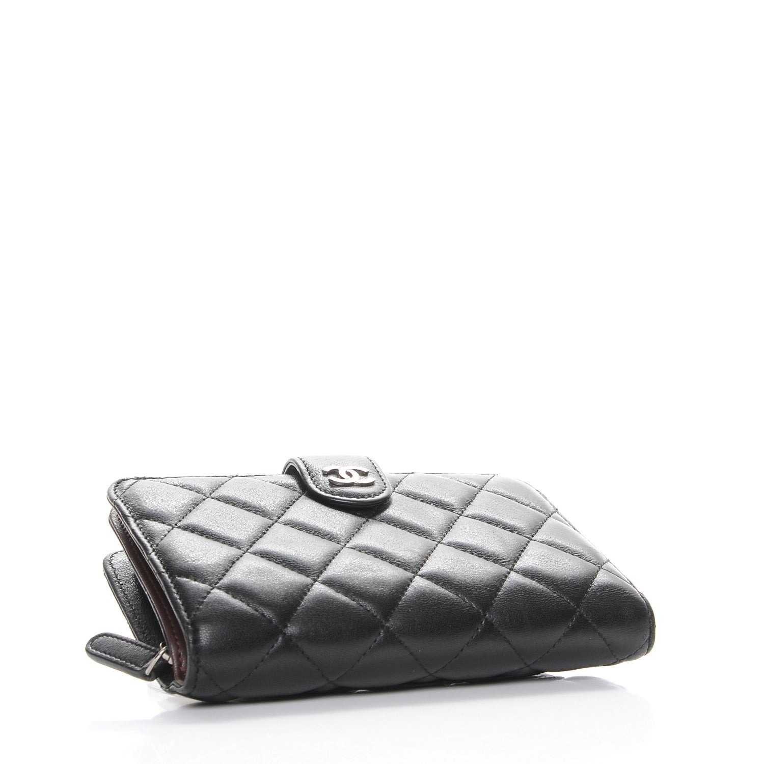 Chanel Lambskin Quilted Zipped Pocket Wallet Black 4 of 8