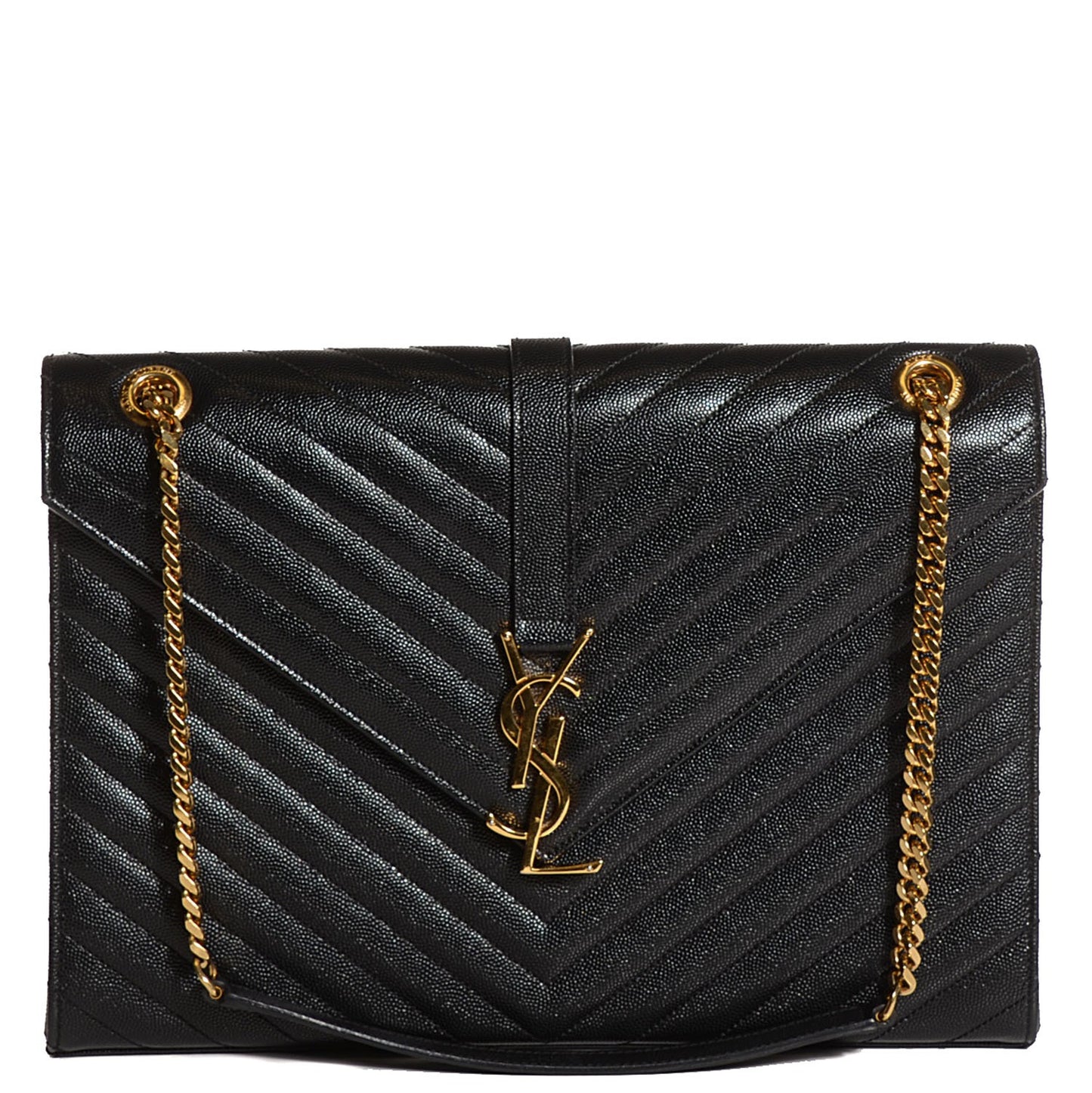 Grain De Poudre Matelasse Chevron Large Monogram Satchel Black