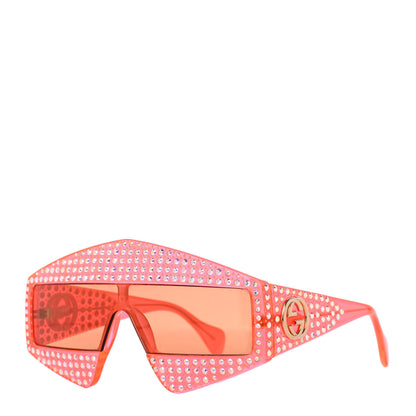 Gucci Crystal Rectangular Frame Sunglasses GG0357S Orange 1 of 8