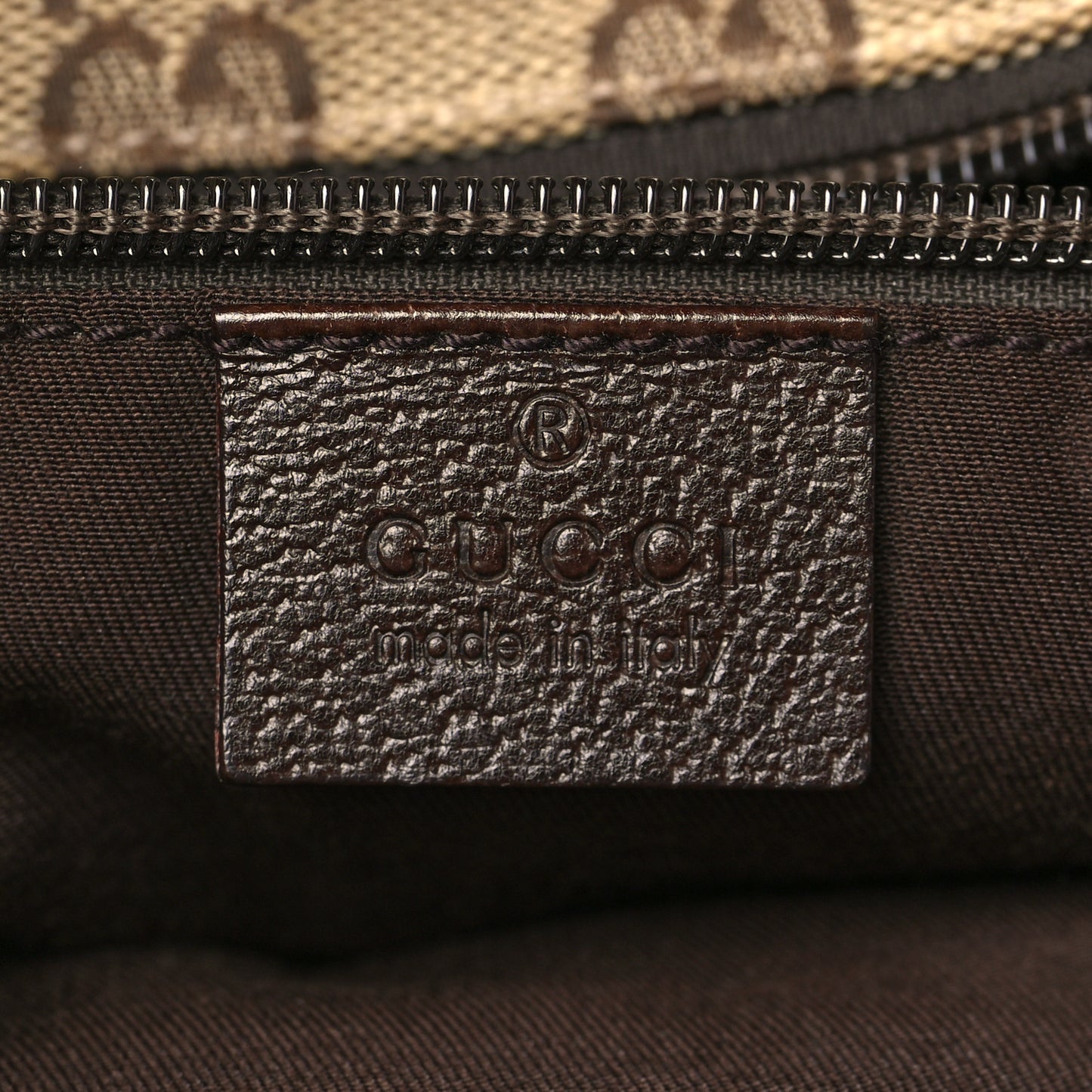 GG Monogram Medium Web Handle Bucket Tote Dark Brown