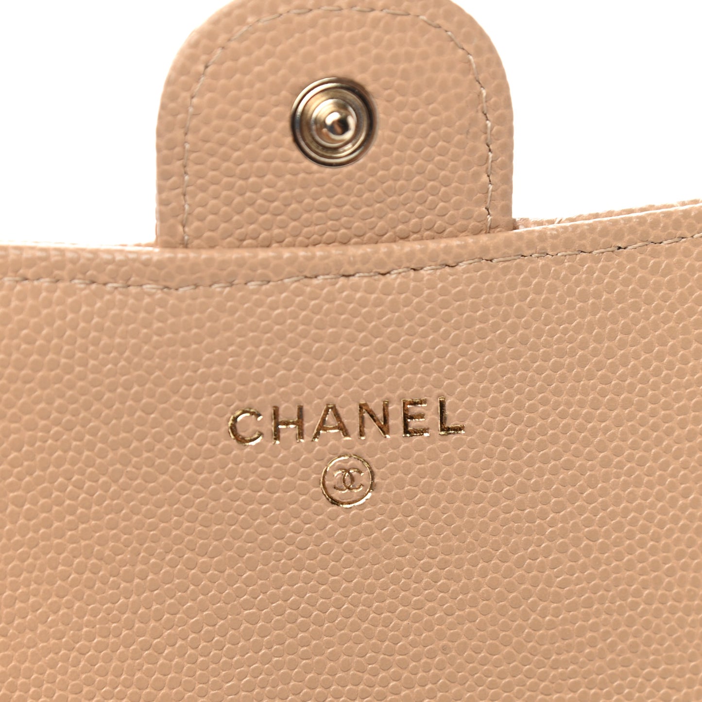 Caviar Quilted Medium Flap Wallet Beige