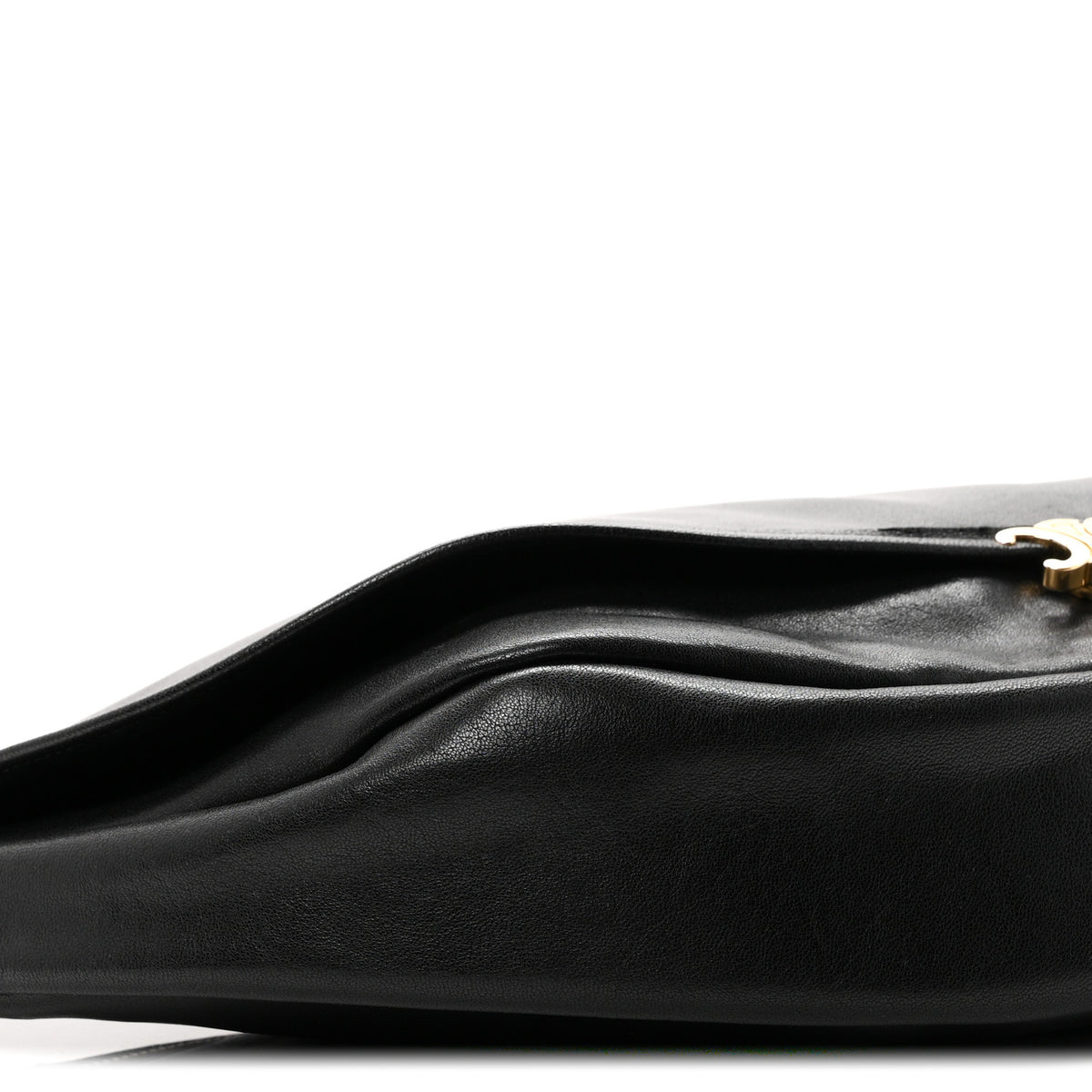 Celine Shiny Lambskin Soft Triomphe Half Moon Bag Black 8 of 9