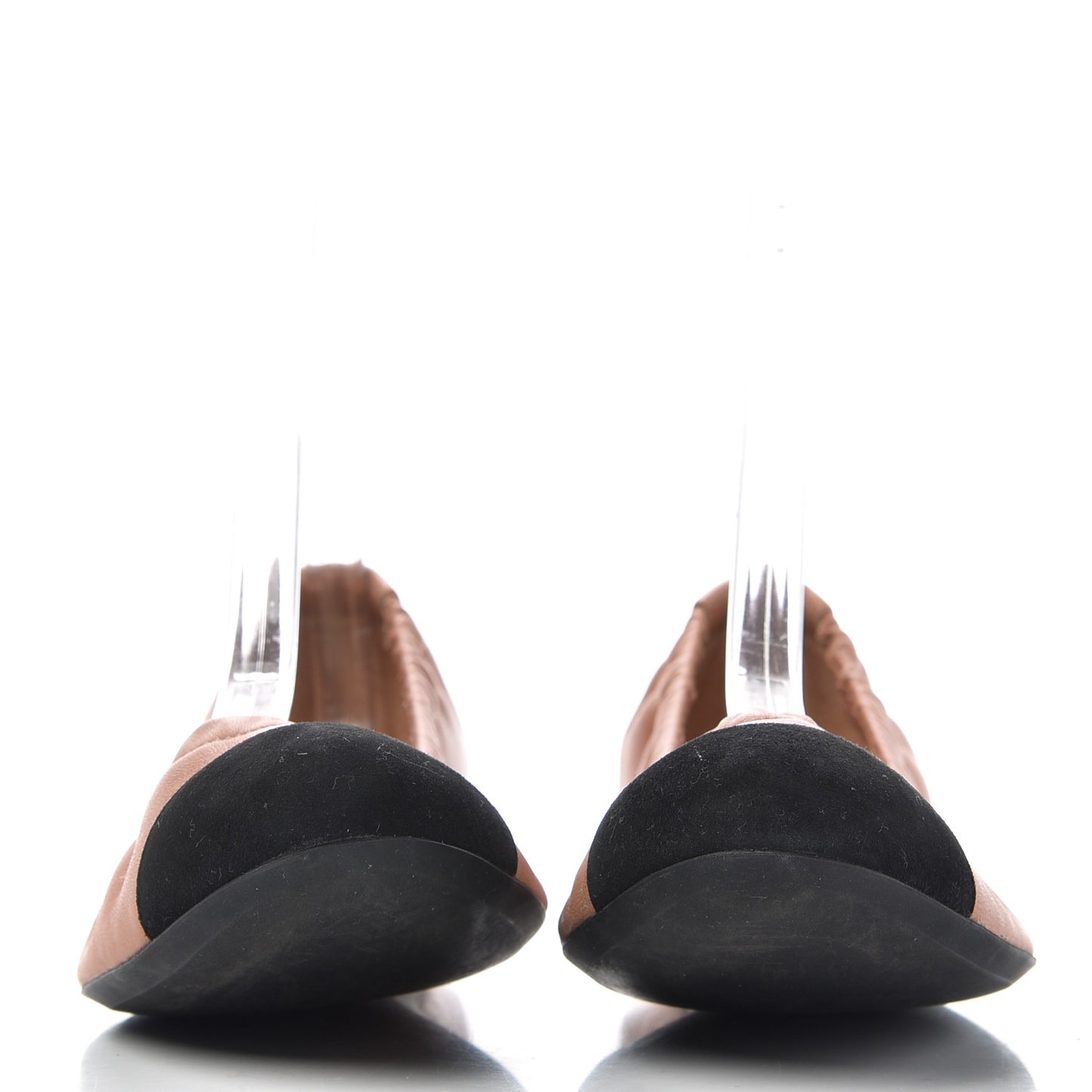 Lambskin Suede CC Elastic Cap Toe Ballerina Flats 36 Pink Black
