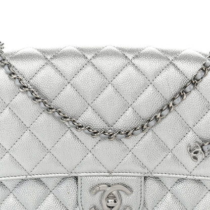 Chanel Metallic Caviar Quilted Medium CC Slide Flap Silver 8 of 11
