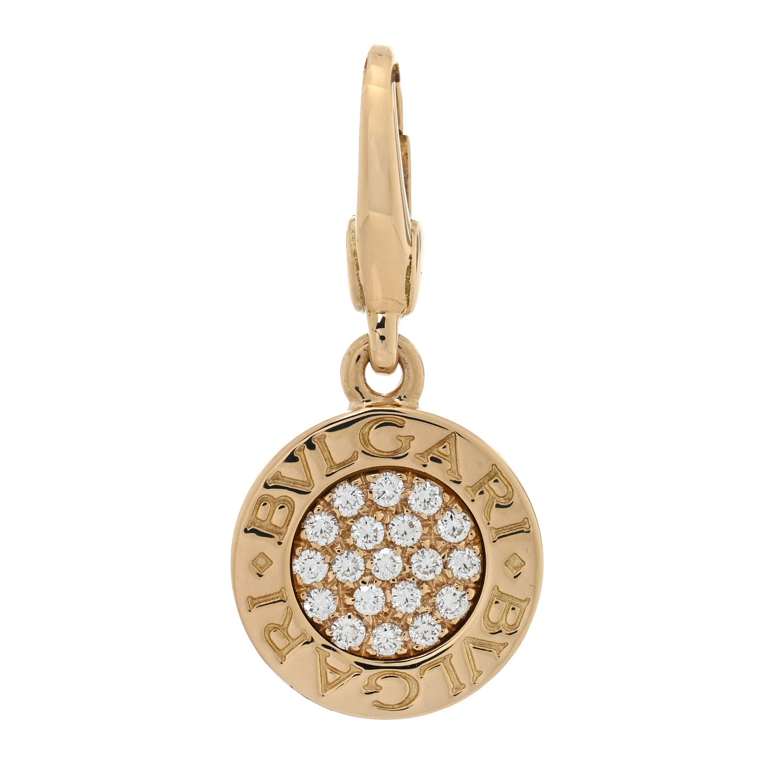 Bulgari 18K Yellow Gold Pave Diamond BVLGARI BVLGARI Charm Pendant 1 of 3
