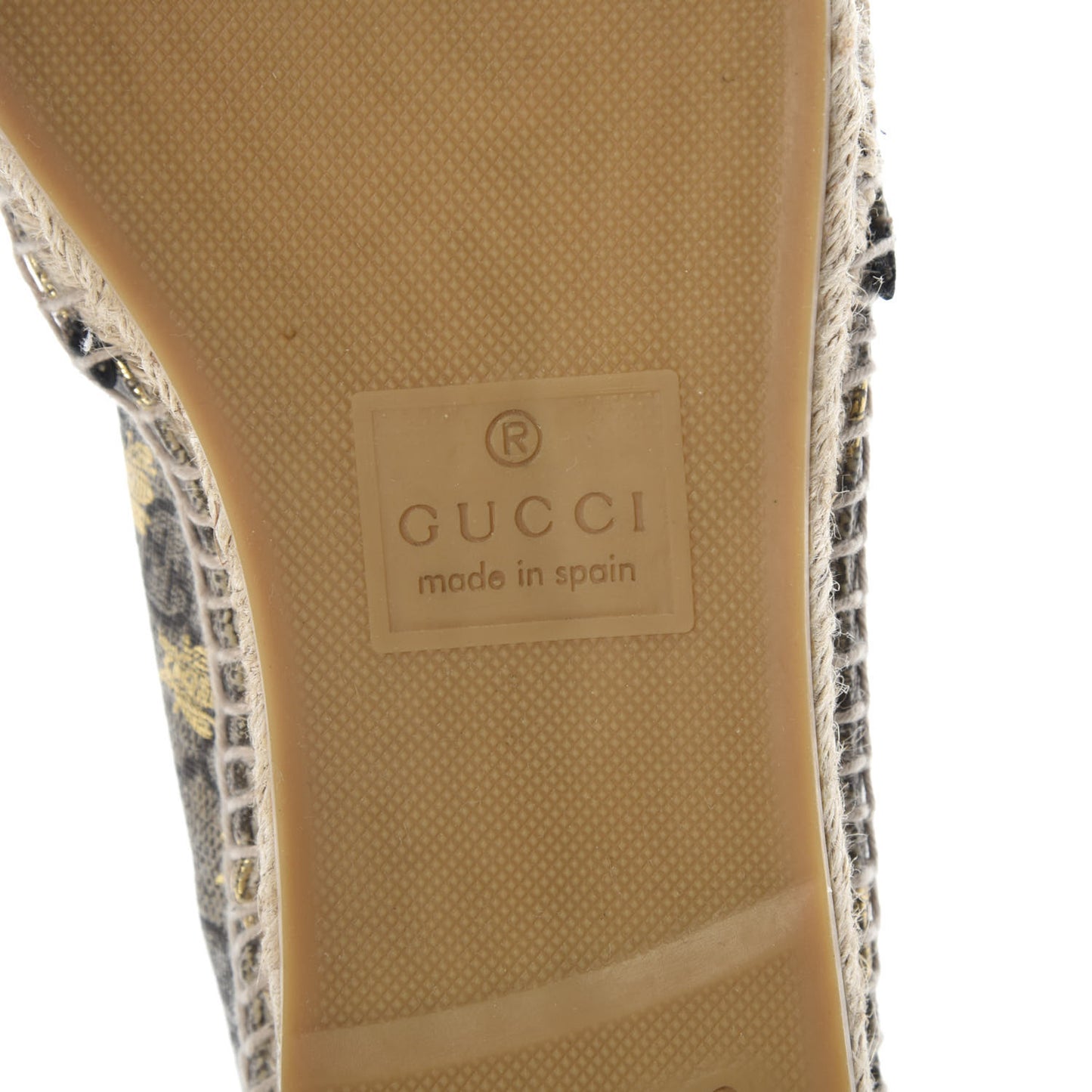 GG Supreme Monogram Bees Espadrille Flats 38.5 Beige Ebony Oro Black