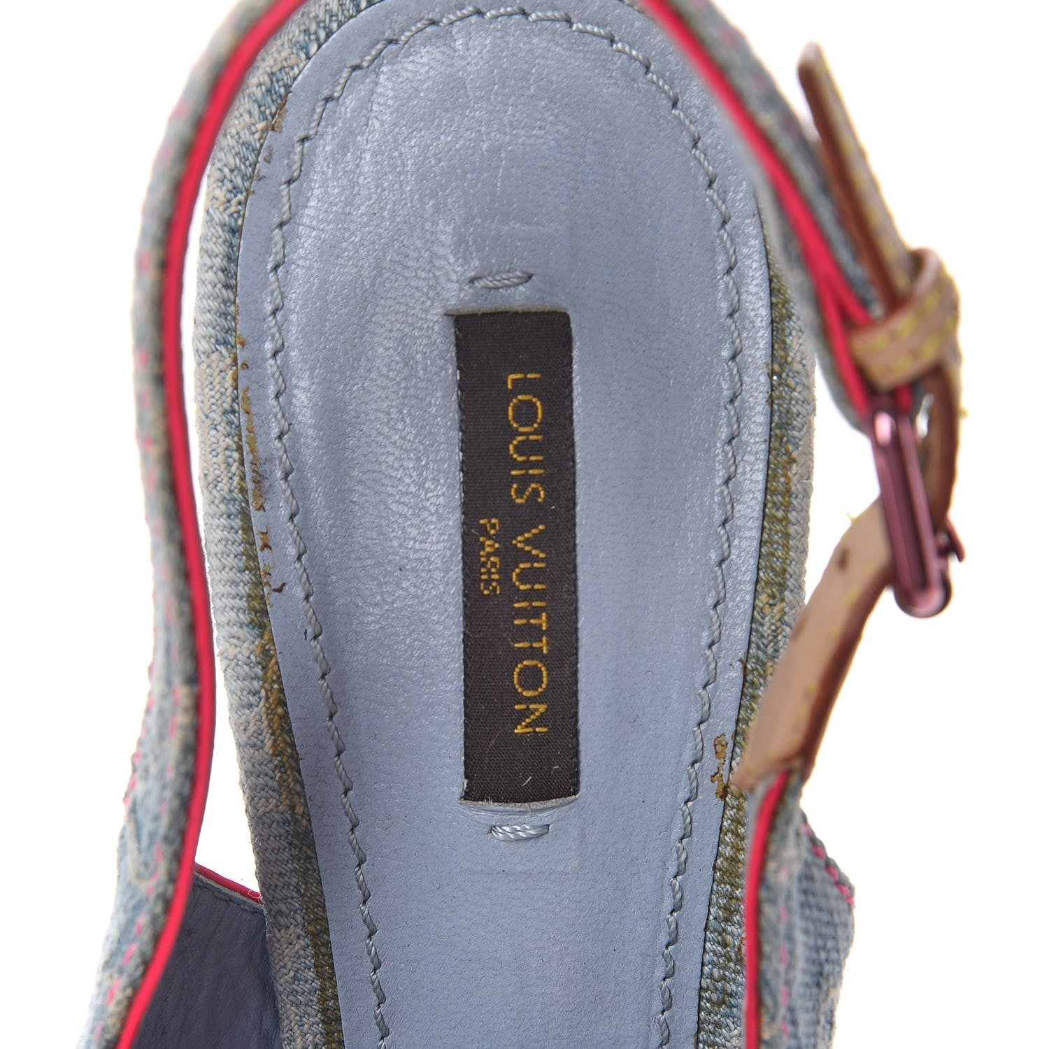 Louis Vuitton Denim Monogram Espadrille Wedge Sandals 40 Blue 9 of 13