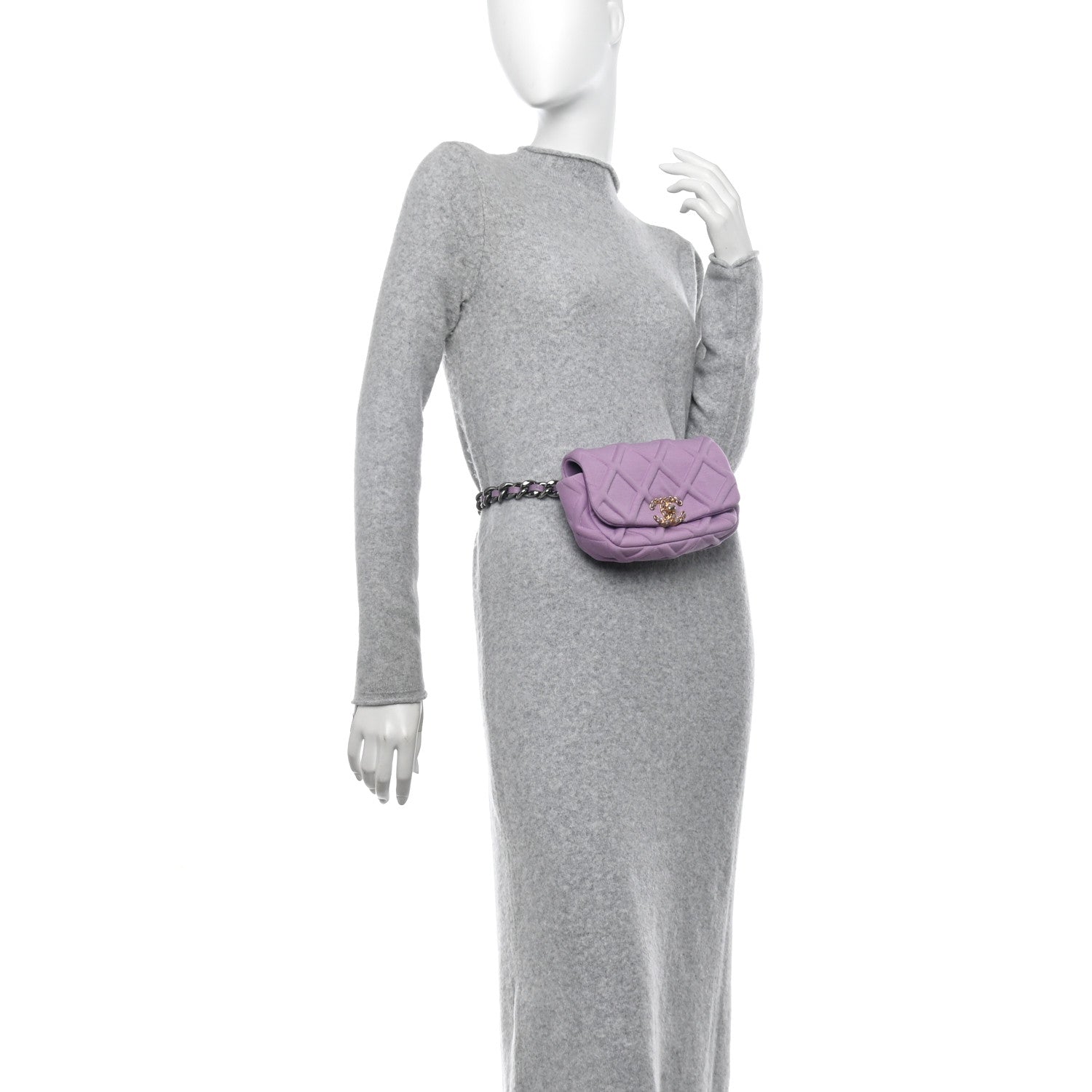 Chanel Jersey Quilted Chanel 19 Waist Bag Purple 2 of 13