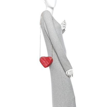 Louis Vuitton Lambskin Embossed Monogram Fall In Love Sac Coeur Heart Chain Bag Lipstick Red 2 of 10