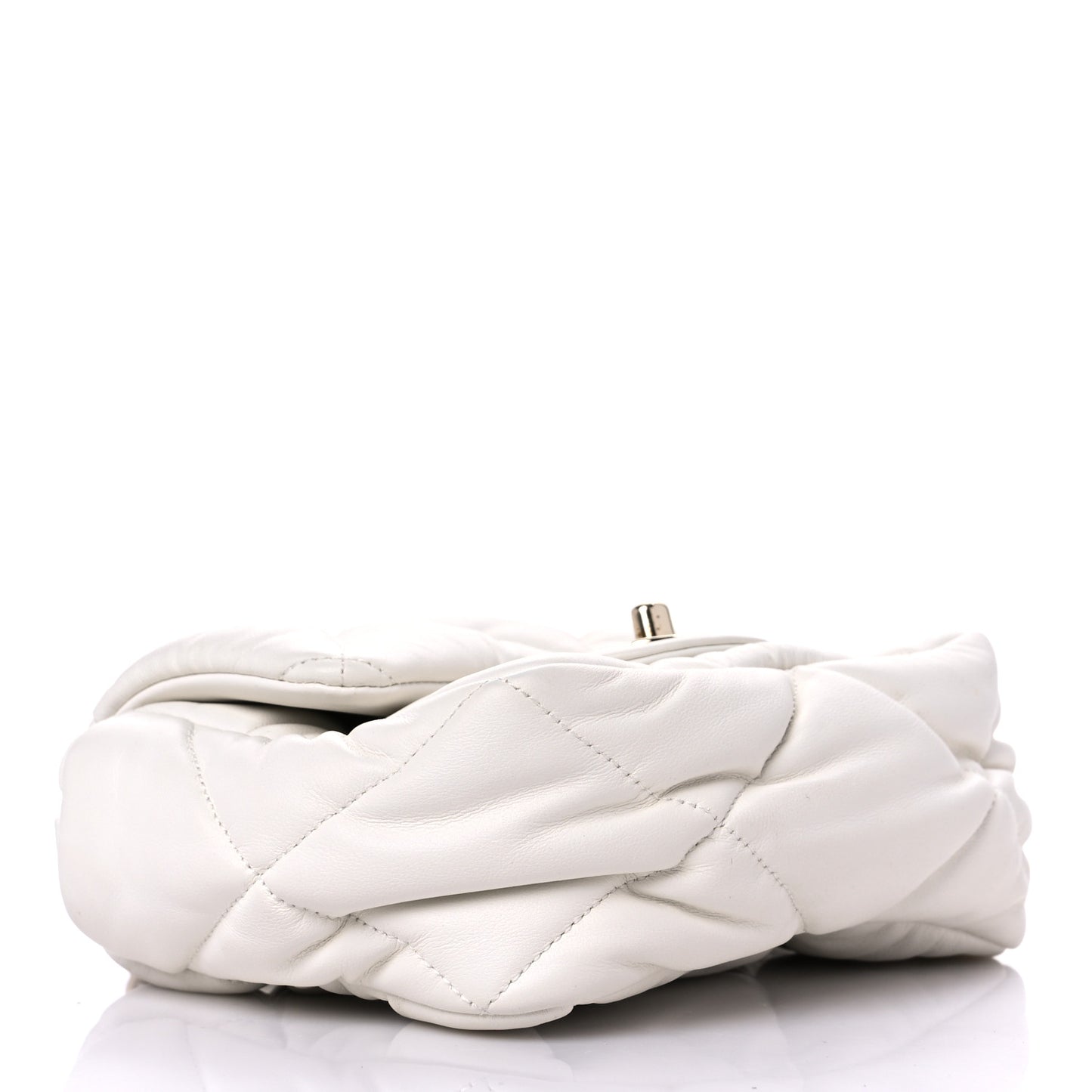 Calfskin Quilted Mini Square Bubbly Flap White