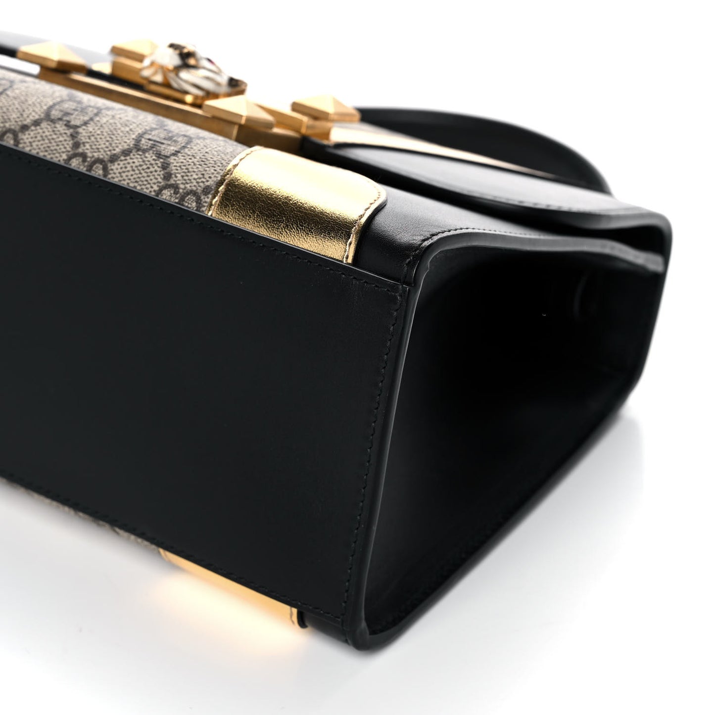 GG Supreme Monogram Small Osiride Top Handle Bag Black Gold