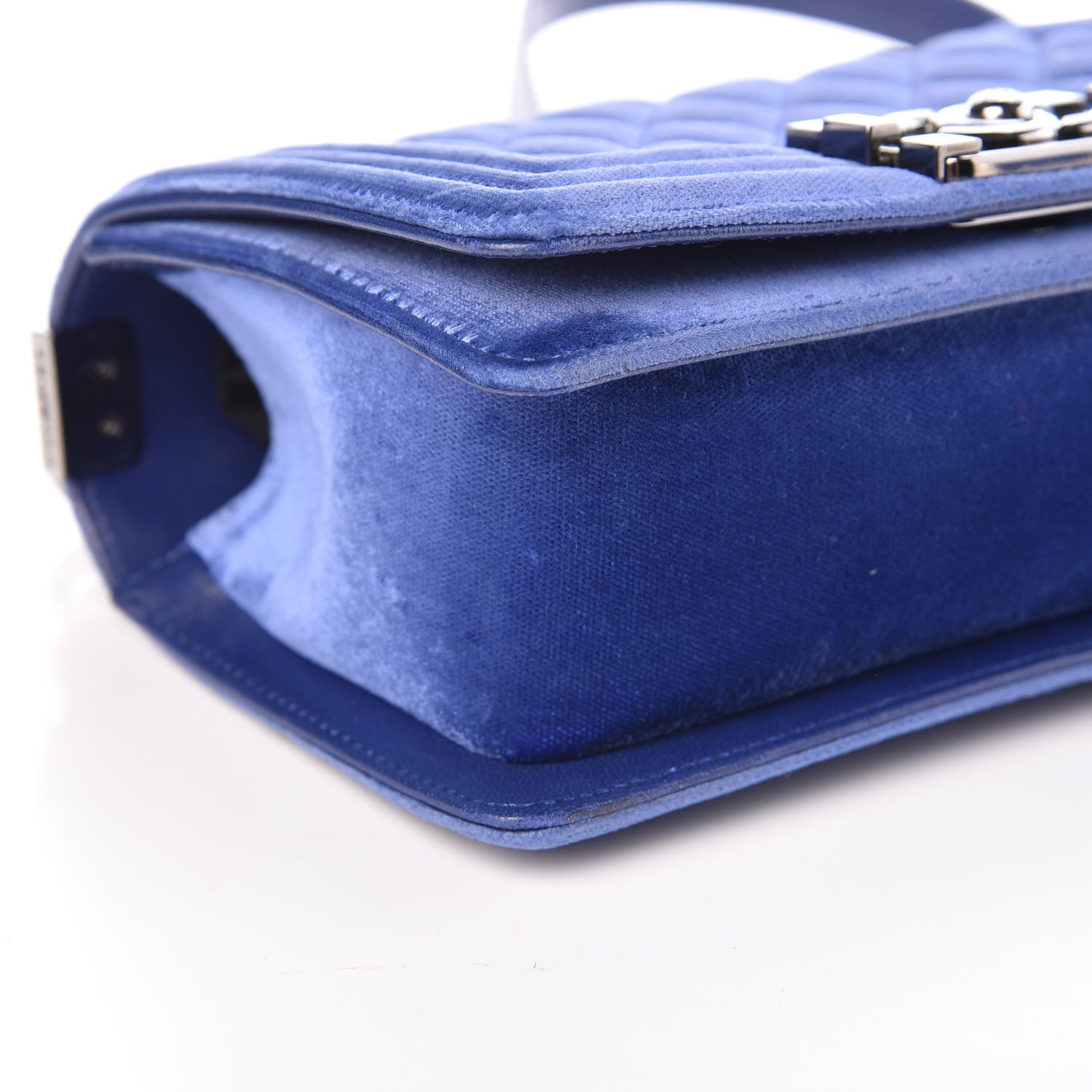 Chanel Velvet Quilted Small Boy Flap Blue 8 of 10