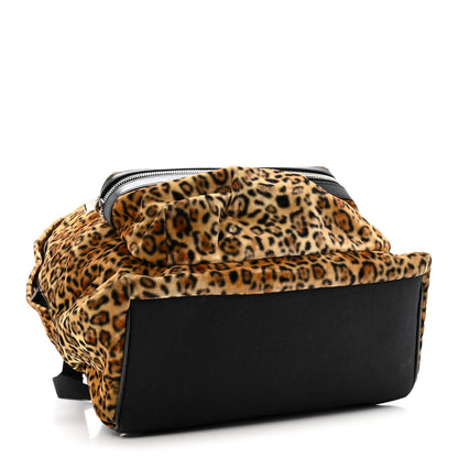 Saint Laurent Velvet Printed Leopard Classic Hunting Backpack Brown 4 of 13