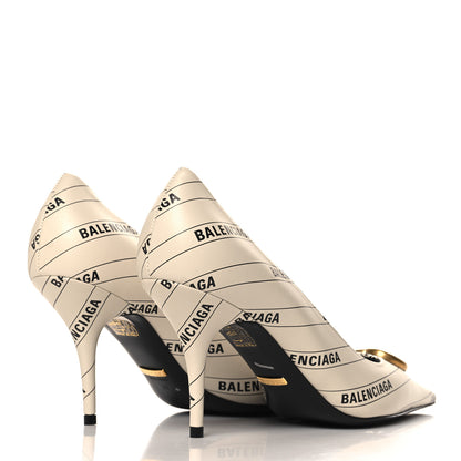 Gucci X BALENCIAGA Nappa Charlotte Allover Logo GG Pumps 39 Mystic White Black 5 of 10