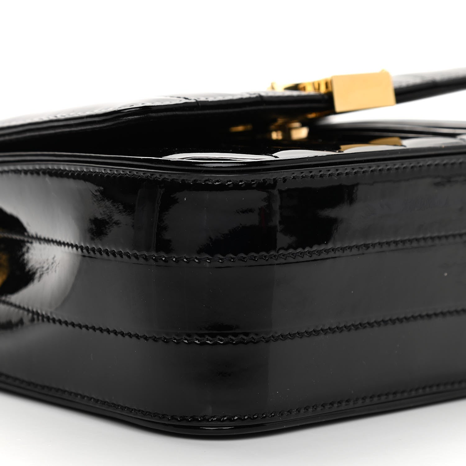 Saint Laurent Patent Calfskin Matelasse Monogram Small Vicky Chain Bag Black 8 of 9
