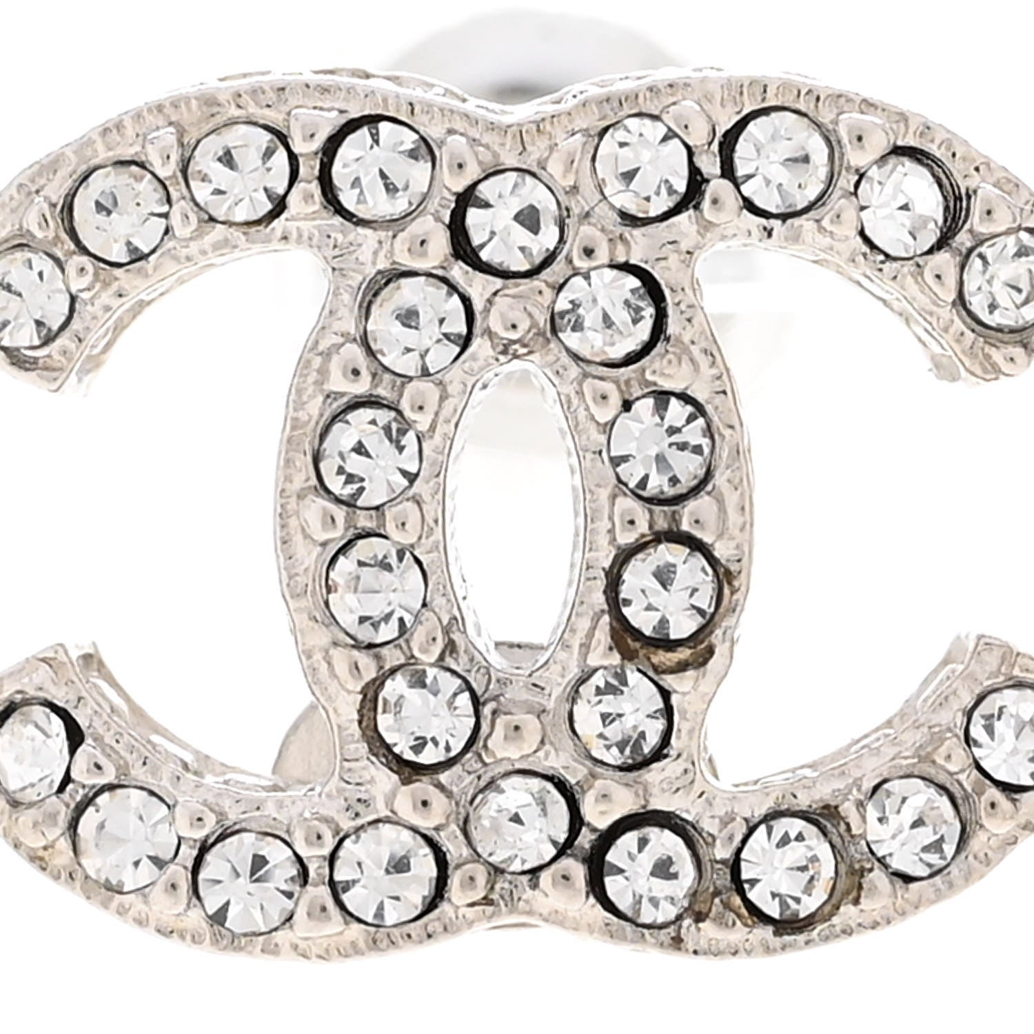 Chanel Crystal CC Earrings Silver 5 of 5