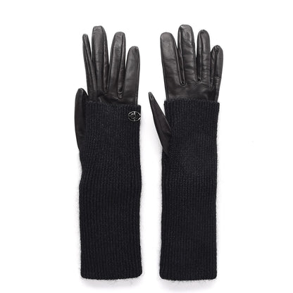 Chanel Lambskin Knit Gloves 8 Black 1 of 8