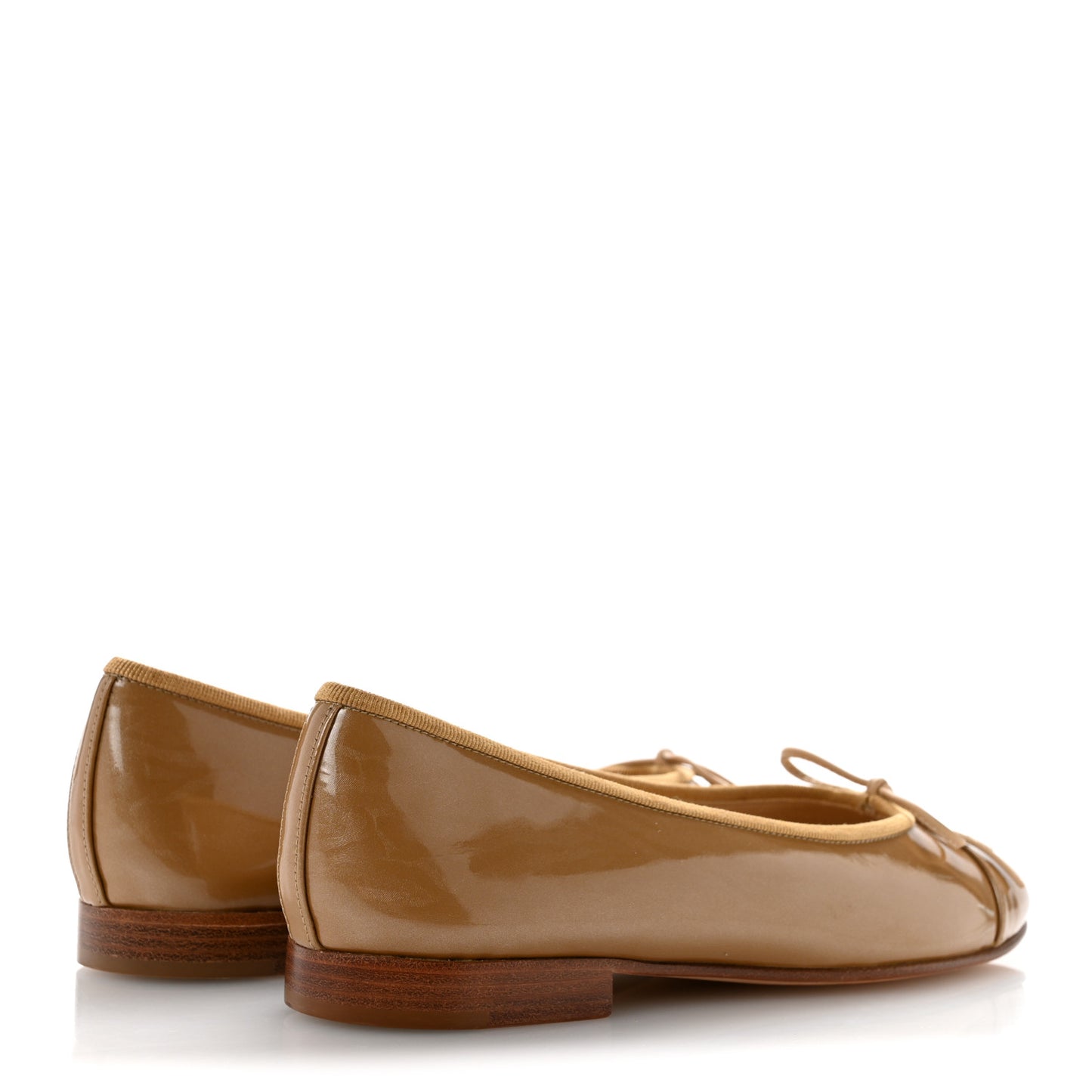 Patent Calfskin CC Cap Toe Ballerina Flats 36 Gold