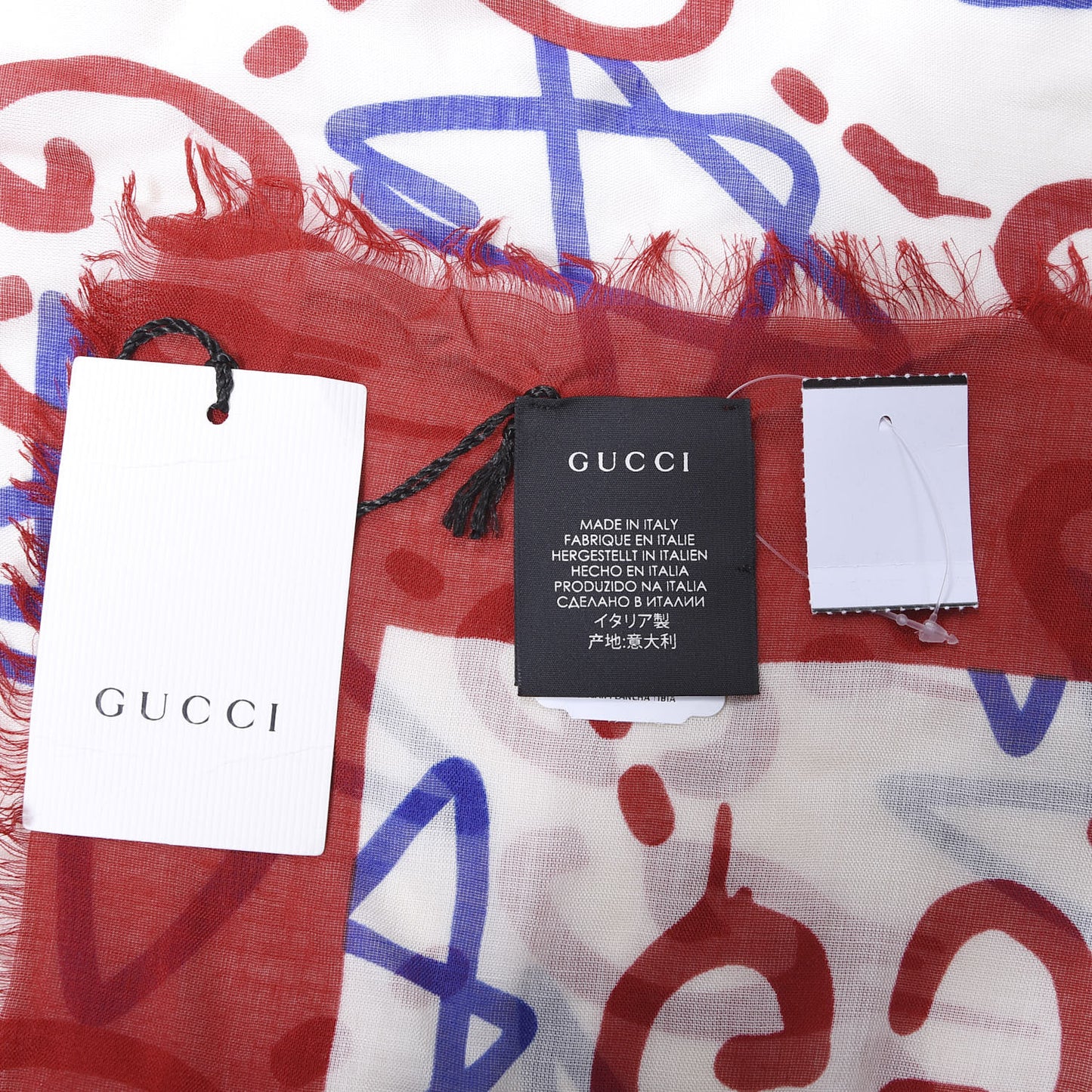 Modal Silk GucciGhost Print Shawl Red Multicolor