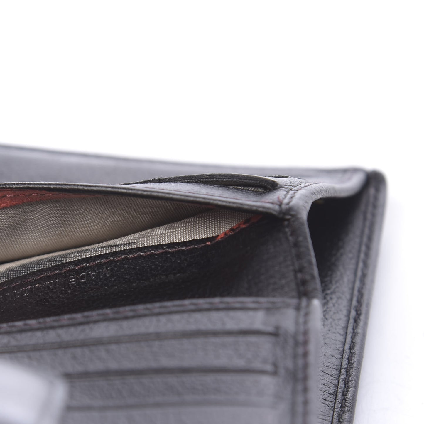 Glazed Goatskin Camellia Embossed French Flap Wallet Black