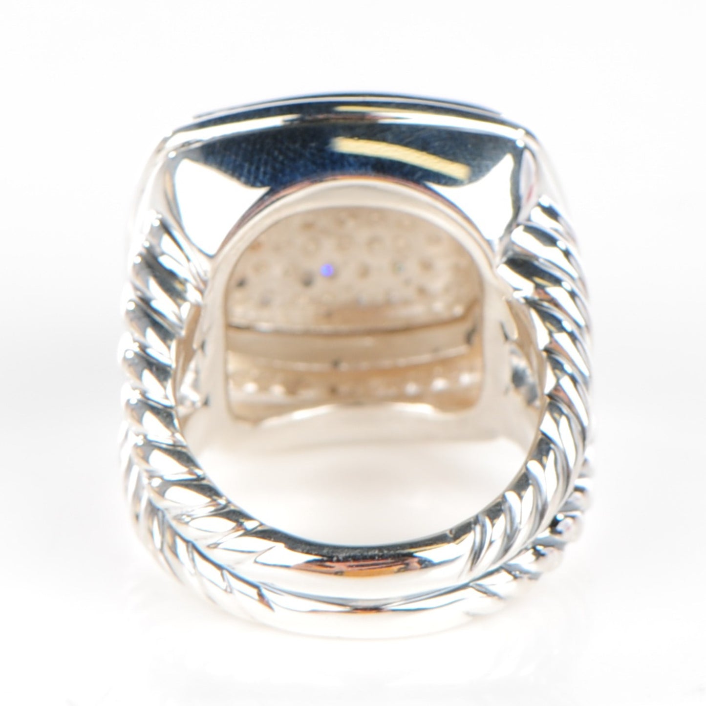 Sterling Silver Diamond 17mm Albion Pave Ring 53 6.5