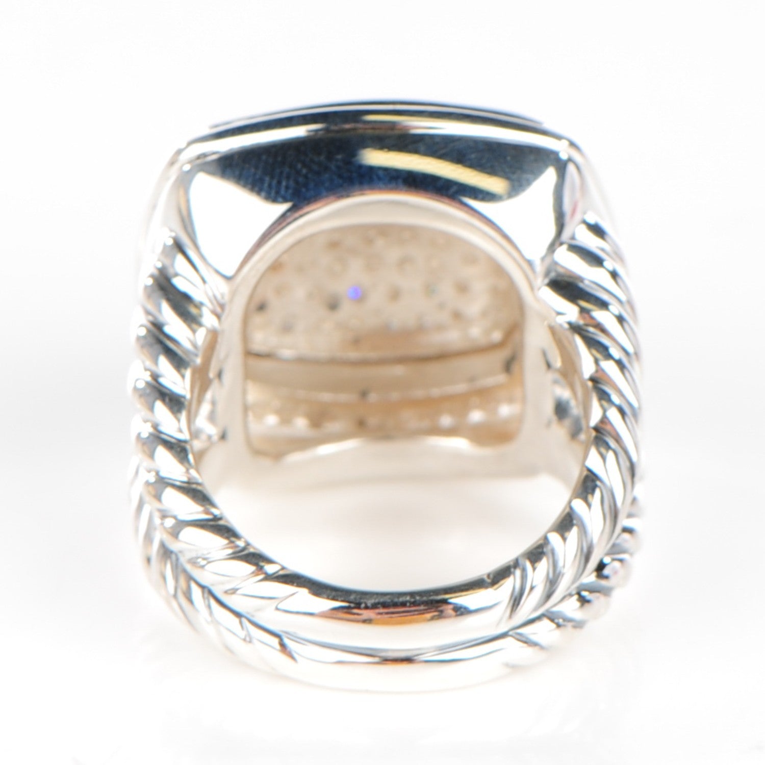 David Yurman Sterling Silver Diamond 17mm Albion Pave Ring 53 6.5 5 of 5