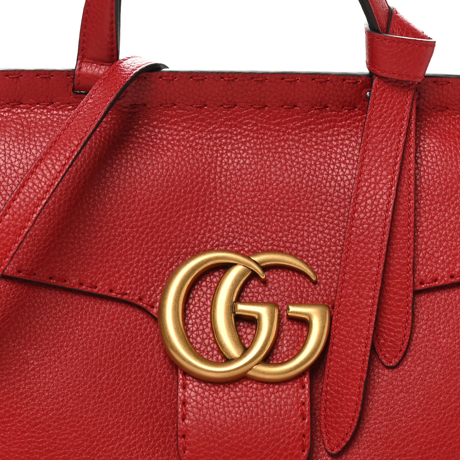 Gucci Calfskin Small GG Marmont Top Handle Bag Vulcanic Red 8 of 10