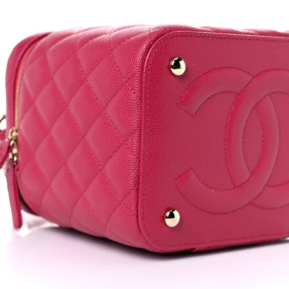 Chanel Caviar Quilted Small Top Handle Vanity Case With Chain Dark Pink 8 of 11