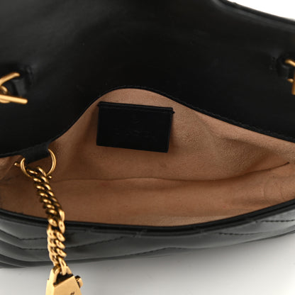 Gucci Calfskin Matelasse Super Mini GG Marmont Shoulder Bag Black 6 of 11