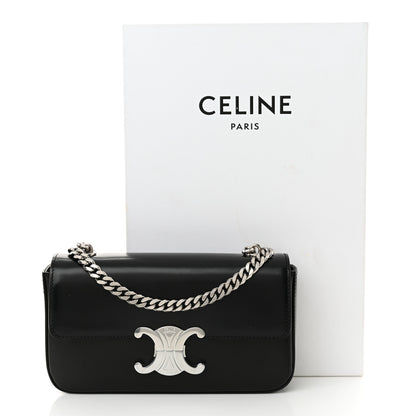 Celine Shiny Calfskin Triomphe Chain Shoulder Bag Black 12 of 12
