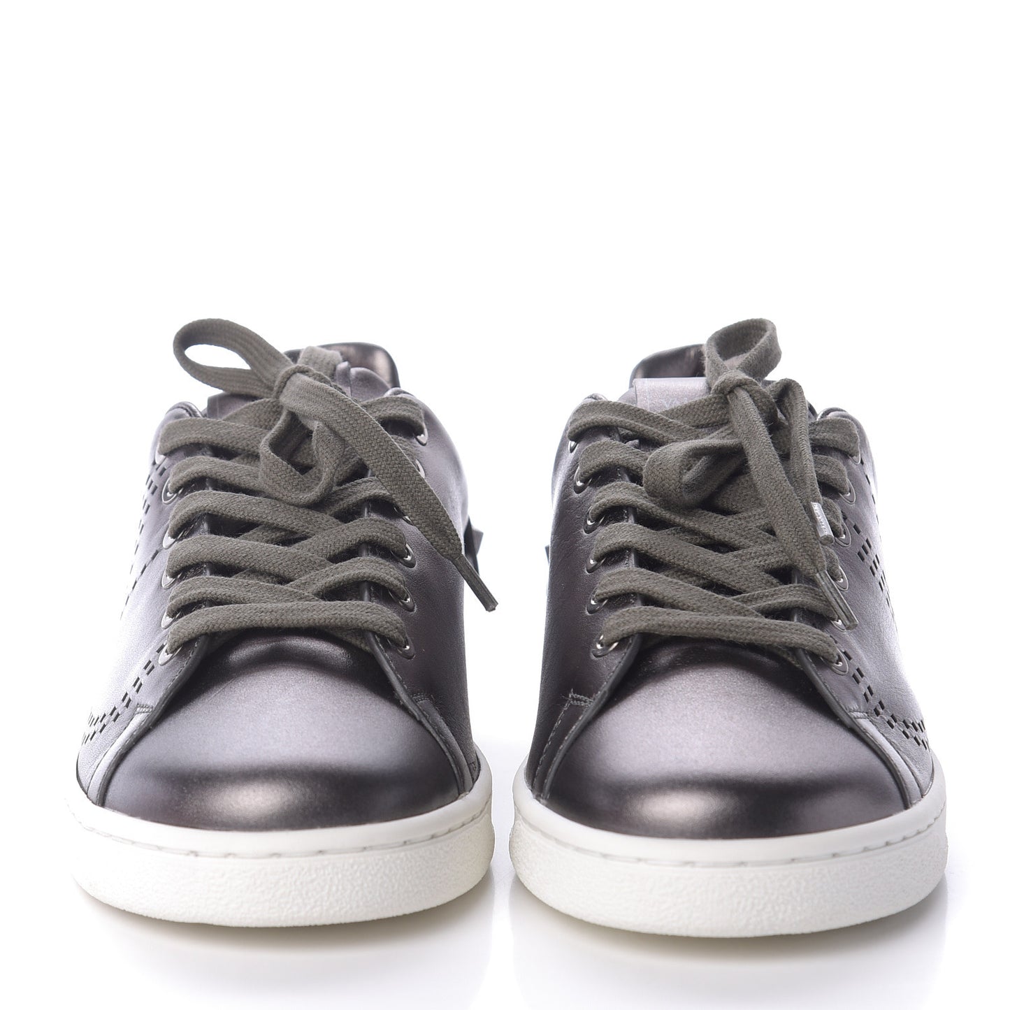 Metallic Calfskin Womens Backnet Sneakers 37.5 Silver