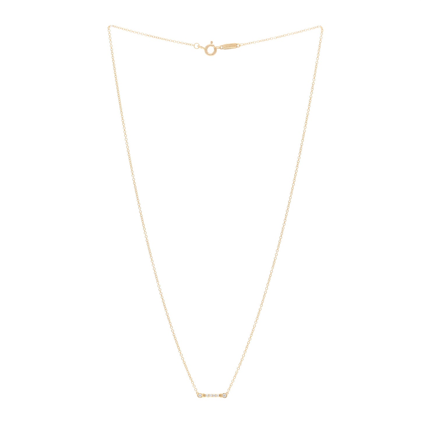 18K Yellow Gold Diamond Fleur de Lis Key Bar Pendant Necklace