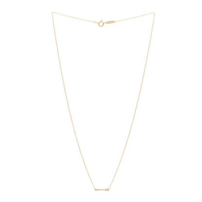 Tiffany 18K Yellow Gold Diamond Fleur de Lis Key Bar Pendant Necklace 3 of 5