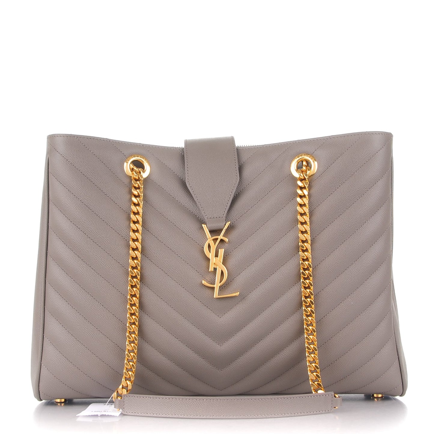 Grain De Poudre Matelasse Chevron Monogram Shopping Bag Fog