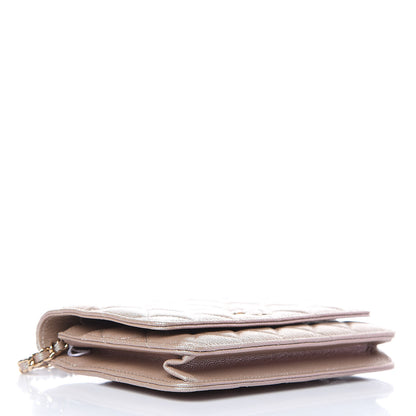 Chanel Iridescent Caviar Quilted Wallet On Chain WOC Beige 4 of 12