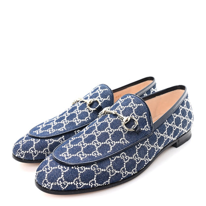 Gucci Denim Crystal GG Monogram Horsebit Womens Jordaan Loafers 38 Deep Blue Blue Milad 4 of 9